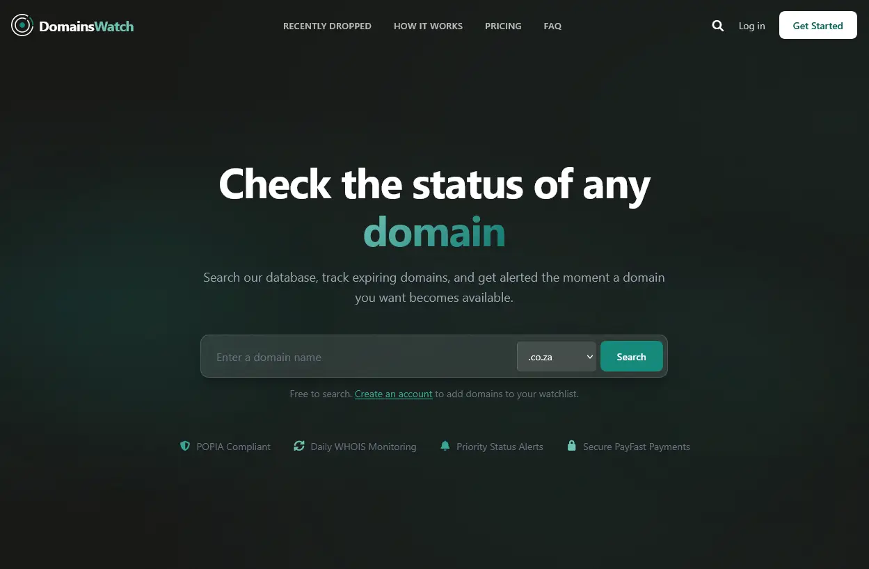 DomainsWatch: South Africa's First Purpose-Built Domain Monitoring Service